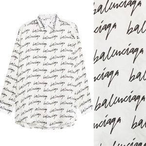 Balenciaga Scribble Logo Jacquard Silk Blouse